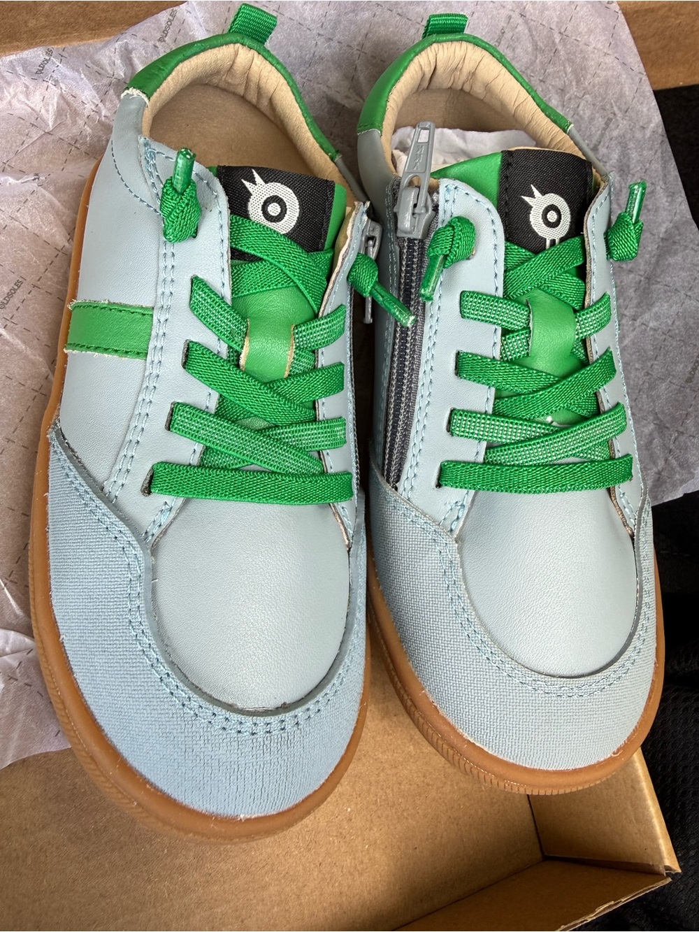 Old Soles Boy’s Urban Road Casual Shoes - Dusty Blue / Neon Green